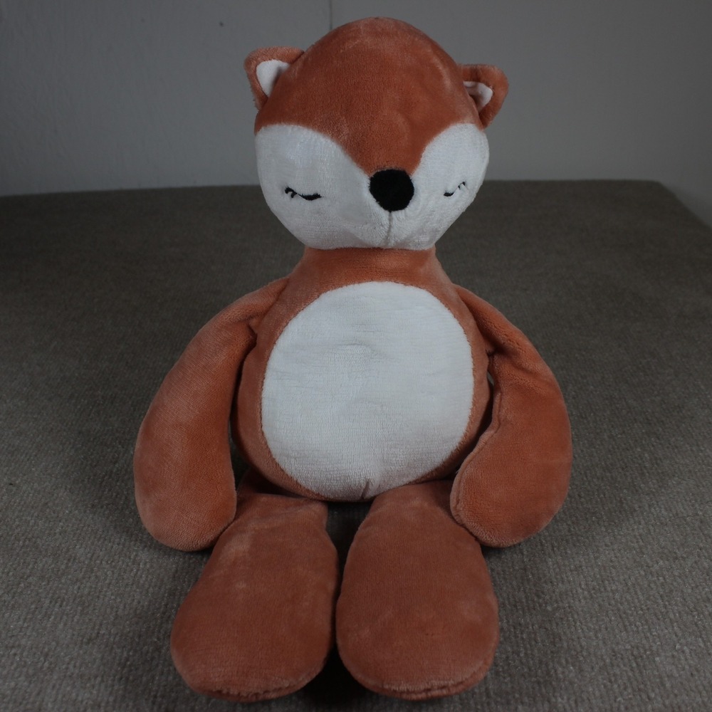 Max Studio Kids Plush Fox Stuffed Animal Sleepy Eyes Brown White FT130368C1